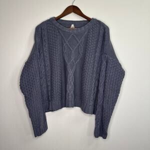 Mudd Size Large Semi-Loose Knit Cropped Dark Gray Sweater